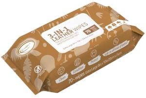 Air Jungles 3in1 Leather Cleaner Wipes 70 Count, Extra Large 8" x 10" Size, Clean Condition Protect Wipes for Vinyl and Leather Apparel Furniture Auto Car Interior Shoes Boots Bags