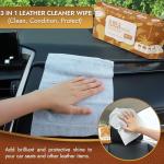 Air Jungles 3in1 Leather Cleaner Wipes 70 Count, Extra Large 8" x 10" Size, Clean Condition Protect Wipes for Vinyl and Leather Apparel Furniture Auto Car Interior Shoes Boots Bags