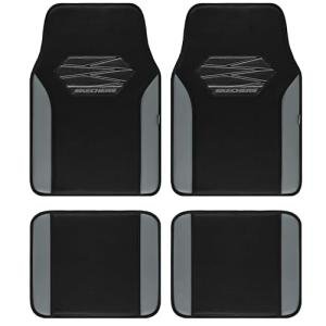 Skechers Car Floor Mats,Memory Foam Car Mats,Floor mats for Cars with Anti-Slip PVC Heel Pad,Universal Fit Automotive Floor mats for SUV,Vans,sedans, Trucks,Set of 4pcs,Grey