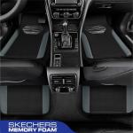 Skechers Car Floor Mats,Memory Foam Car Mats,Floor mats for Cars with Anti-Slip PVC Heel Pad,Universal Fit Automotive Floor mats for SUV,Vans,sedans, Trucks,Set of 4pcs,Grey