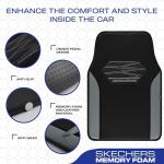Skechers Car Floor Mats,Memory Foam Car Mats,Floor mats for Cars with Anti-Slip PVC Heel Pad,Universal Fit Automotive Floor mats for SUV,Vans,sedans, Trucks,Set of 4pcs,Grey