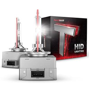 Torchbeam D3S HID Headlights, 400% Brightness HID Bulbs, 6000K Diamond White Xenon Replacement Bulbs, Metal Snap Ring and Base HID Lights, Pack of 2