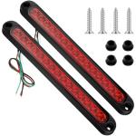 Frienda 2 Pieces 10 Inch 15 LED Trailer Tail Light Bar Stop Turn Tail Lights Assembly Third Brake Strip 9 to 30-volt Trailer Identification for Marine Boats Trucks Pickups(Red Cover)