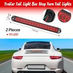 Frienda 2 Pieces 10 Inch 15 LED Trailer Tail Light Bar Stop Turn Tail Lights Assembly Third Brake Strip 9 to 30-volt Trailer Identification for Marine Boats Trucks Pickups(Red Cover)