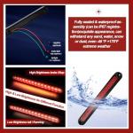 Frienda 2 Pieces 10 Inch 15 LED Trailer Tail Light Bar Stop Turn Tail Lights Assembly Third Brake Strip 9 to 30-volt Trailer Identification for Marine Boats Trucks Pickups(Red Cover)