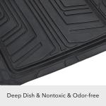 Amazon Basics 4-Piece Premium Rubber Floor Mat for Cars, SUVs and Trucks, All Weather Protection, Universal Trim to Fit, Black