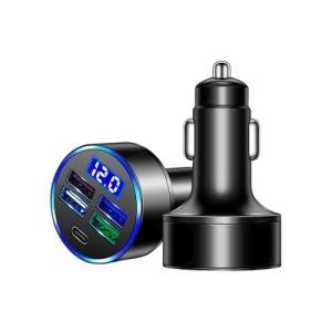5-in-1 Car Charger, Fast Charging Car Adapter, USB Cigarette Lighter Car Accessory, Car Charger Compatible with Iphone14/14pro/13/12/Ipad/Tablet/Samsung and More. (Black)