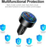 5-in-1 Car Charger, Fast Charging Car Adapter, USB Cigarette Lighter Car Accessory, Car Charger Compatible with Iphone14/14pro/13/12/Ipad/Tablet/Samsung and More. (Black)