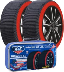 K&K Auto Accessories Snow Socks for Tires - Pro Series for Ultimate Grip Alternative for Tire Snow Chain - Snow Traction Device for Passenger Cars SUVs Trucks Winter Emergency Accessory (XX-Large)