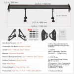 VEVOR GT Wing Car Spoiler, 43.3 inch Universal Spoiler with Single Deck, Adjustable Lightweight Aluminum, Car Rear Spoiler Wing, Racing Spoiler BGW/JDM Drift Black