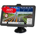 LONGRUF GPS Navigation for Car, Latest 2025 Map 7 inch Touch Screen Car GPS, Voice Turn Direction Guidance, Support Speed and Red Light Warning, Pre-Installed North America Lifetime map Free Update