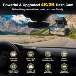 Dash Cam, 4K+2K Full HD Dash Cam Front and Rear, Dash Camera for Cars with Built-in 5GWiFi, 3.2” IPS Screen Dashcam, with 64GB Card, Night Vision, Loop Recording, G-Sensor, Parking Mode