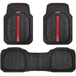 CAR PASS Tire Tread DeepDish Rubber Floor Mats for car Heavy Duty car mats All Weather, Universal XL~M Trim to Fit for Truck SUV Vehicle Automotive, Waterproof car mats 3 Piece (red Black)