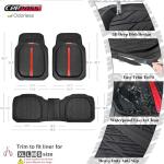 CAR PASS Tire Tread DeepDish Rubber Floor Mats for car Heavy Duty car mats All Weather, Universal XL~M Trim to Fit for Truck SUV Vehicle Automotive, Waterproof car mats 3 Piece (red Black)