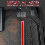 CAR PASS Tire Tread DeepDish Rubber Floor Mats for car Heavy Duty car mats All Weather, Universal XL~M Trim to Fit for Truck SUV Vehicle Automotive, Waterproof car mats 3 Piece (red Black)