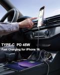 SUNDAREE 90W USB C Car Charger Fast Charging PD45W+QC3.0 Dual Port PD PPS USB Cigarette Lighter Charger Adapter for iPhone 16 15 Pro Max Plus 14 13 iPad Samsung (Black)