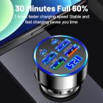 Alanph 6-in-1 Multi-Port Car Charger with Voltage Detection, 2PD+3USB+QC3.0 Fast Charge Cigarette Lighter Plug Adapter Compatible with iPhone,Android,Samsung,iPad Pro and More