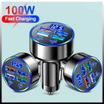 Alanph 6-in-1 Multi-Port Car Charger with Voltage Detection, 2PD+3USB+QC3.0 Fast Charge Cigarette Lighter Plug Adapter Compatible with iPhone,Android,Samsung,iPad Pro and More