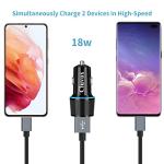 Fast USB Car Charger for Samsung Galaxy A55/A54/A53/A50/A15/A14/S25/S24/S23/S22/S21 Plus/Ultra/S10/S9/S8/Note 20/A10S/A21/A31/A51 Quick Charge 3.0 Dual USB Rapid Car Charger with Type C Cable 3.3ft