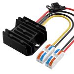 12V to 5V Converter 10A 50W, 24V to 5V Converter with Fuse Waterproof and Wire Terminal Block, Buck Converter 24V to 5V for Car Electronics Truck Vehicle System Cart LED Light (Accept DC 8-40V Inputs)