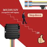 12V to 5V Converter 10A 50W, 24V to 5V Converter with Fuse Waterproof and Wire Terminal Block, Buck Converter 24V to 5V for Car Electronics Truck Vehicle System Cart LED Light (Accept DC 8-40V Inputs)