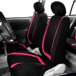 FH Group Car Seat Covers Full Set Cloth - Universal Fit Washable Automotive Seat Covers, Low Back Front Seat Covers, Solid Back Seat Cover for SUV, Sedan and Van Pink