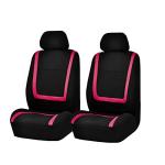 FH Group Car Seat Covers Full Set Cloth - Universal Fit Washable Automotive Seat Covers, Low Back Front Seat Covers, Solid Back Seat Cover for SUV, Sedan and Van Pink
