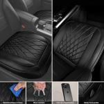 CAR PASS 2 Pack Leather Front Car Seat Covers, Bottom Seat Covers Full Wrapped with Storage Pocket, Anti-Slip Leather Seat Protectors,Waterproof Seat Cushion Pad Universal Fit Sedan SUV Truck, Black