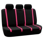 FH Group Car Seat Covers Full Set Cloth - Universal Fit Washable Automotive Seat Covers, Low Back Front Seat Covers, Solid Back Seat Cover for SUV, Sedan and Van Pink
