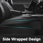 CAR PASS 2 Pack Leather Front Car Seat Covers, Bottom Seat Covers Full Wrapped with Storage Pocket, Anti-Slip Leather Seat Protectors,Waterproof Seat Cushion Pad Universal Fit Sedan SUV Truck, Black