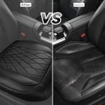 CAR PASS 2 Pack Leather Front Car Seat Covers, Bottom Seat Covers Full Wrapped with Storage Pocket, Anti-Slip Leather Seat Protectors,Waterproof Seat Cushion Pad Universal Fit Sedan SUV Truck, Black