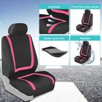 FH Group Car Seat Covers Full Set Cloth - Universal Fit Washable Automotive Seat Covers, Low Back Front Seat Covers, Solid Back Seat Cover for SUV, Sedan and Van Pink