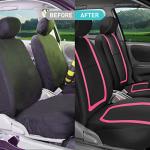 FH Group Car Seat Covers Full Set Cloth - Universal Fit Washable Automotive Seat Covers, Low Back Front Seat Covers, Solid Back Seat Cover for SUV, Sedan and Van Pink