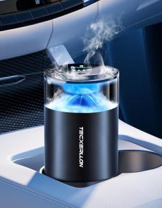 TECXERLLON Car Air Freshener, Car Diffuser with Smart Spray Modes (4 Settings) & Essential Oil Monitor, 1600 Sprays USB-C Rechargeable, Auto On/Off, 2 Scents Refills, Car Scent with Ambient Light