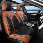 Coverado Seat Covers, Car Seat Covers Full Set, Leather Seat Covers for Cars, Automotive Seat Covers Car Seat Protector Car Accessories Fit for Most Sedans SUV Pick-up Truck(Black&Brown)