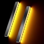 Turn Signal Switch Fog Lights Assembly Universal Car Accessories Sequential Turn Signals 12V LED Light Strip for Daytime Running Lights, Night Running Light, White Amber Flashing LED Light Bar for Car