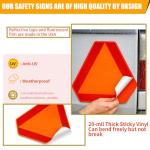 Sticky Slow Moving Vehicle Triangle Sign,Golf Cart Orange Triangle Signs,14"x16"Diamond Grade Reflective for Golf Cart