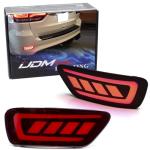 iJDMTOY Dark Red Lens Full LED Rear Bumper Reflector Lights Compatible With Jeep WK2 Grand Cherokee, Patriot, Compass, Dodge Journey, Function as Tail/Brake & Sequential Blink Turn Signal
