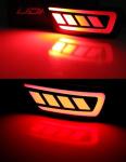 iJDMTOY Dark Red Lens Full LED Rear Bumper Reflector Lights Compatible With Jeep WK2 Grand Cherokee, Patriot, Compass, Dodge Journey, Function as Tail/Brake & Sequential Blink Turn Signal