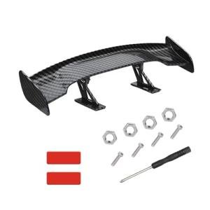 povtii Car Mini Spoiler Wing, 9.8" Adhesive Mini Rear Tail Wing Carbon Fiber Texture Decorative Spoiler, Universal Auto Tiny Tail Wing Decor for Men Women, Car Accessories (Black Carbon Fiber)