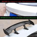 povtii Car Mini Spoiler Wing, 9.8" Adhesive Mini Rear Tail Wing Carbon Fiber Texture Decorative Spoiler, Universal Auto Tiny Tail Wing Decor for Men Women, Car Accessories (Black Carbon Fiber)