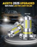 AUXITO 5202 LED Fog Light Bulbs or DRL, True 1:1 Mini Size, 6500K Cool White 5202 Replacement for Cars, Trucks, SUVs, Non-polarity, Pack of 2