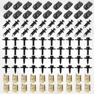 100PCS Undertray Engine Car Bumper Clips,Multi-Functional Car Clips Fasteners Kit Includes Body Bolts Automotive,U Clips,Push Fasteners,Universal Automotive Clips Car Accessories