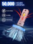 FTEVAR H11/H8/H9 LED Bulb, 30000LM 6000K Cool White Fanless 1:1 Mini Size, Plug and Play, Pack of 2