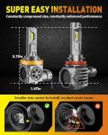 Termitor H11/H8/H9 & 9005/HB3 LED Bulbs Combo, 60,000LM 900% Ultra-Bright, Real 1:1 Mini Size, 6500K White 70,000Hrs Long Life with Cooling Fan, 9005 H11 Fog Light Kits, Plug and Play, Pack of 4