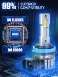 FTEVAR H11/H8/H9 LED Bulb, 30000LM 6000K Cool White Fanless 1:1 Mini Size, Plug and Play, Pack of 2