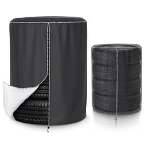 AKEfit Tire Cover, Heavy Duty Waterproof and Dustproof Tire Storage Bag for Trailer RV SUV Truck Tires with Zipper (Black,Holding 4 Tires Within 25 Inch Diameter)
