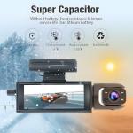 1080P Dash Cam Front and Inside,Dashcams for Cars with IR Night Vision Loop Recording G-Sensor 24Hr Parking Traffic Recorder(1080P)