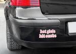 HADATKA1921 Hot Girls Hit Curbs Bumper Sticker, Vinyl Waterproof for Car Truck, Gifts Idea Meme for GenZ Ladies Driver, Size 7.5x3.75 Inches (NEW010523)
