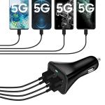 USB Car Charger Adapter, QC 3.0 Fast Car Phone Charger, 4-Port Multi 9.6 Amp Cigarette Lighter Adapter Compatible with iPhone 16/15/14/13/12 Pro Max, Samsung Galaxy S22 Note20, LG, Pixel.